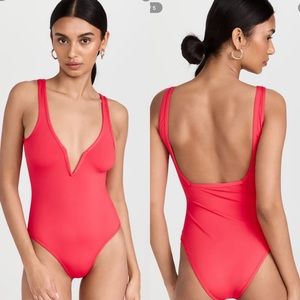 L*Space Red Plunge One Piece Swimsuit